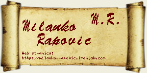 Milanko Rapović vizit kartica